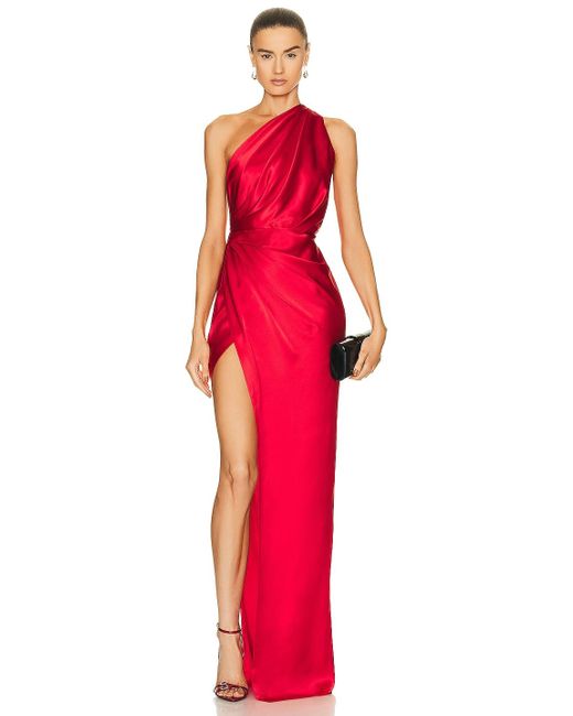 The Sei Asymmetric Drape Gown in Red | Lyst