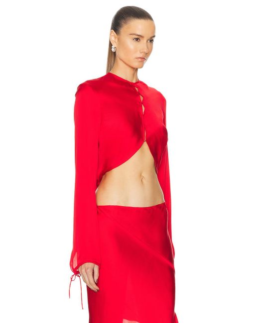 Acne Red Long Sleeve Blouse