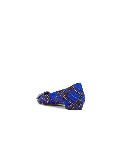 Manolo Blahnik Blue Hangisi Wool Flat