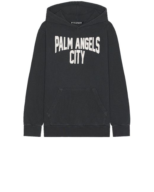 Palm Angels Black Pa City Washed Hoodie for men