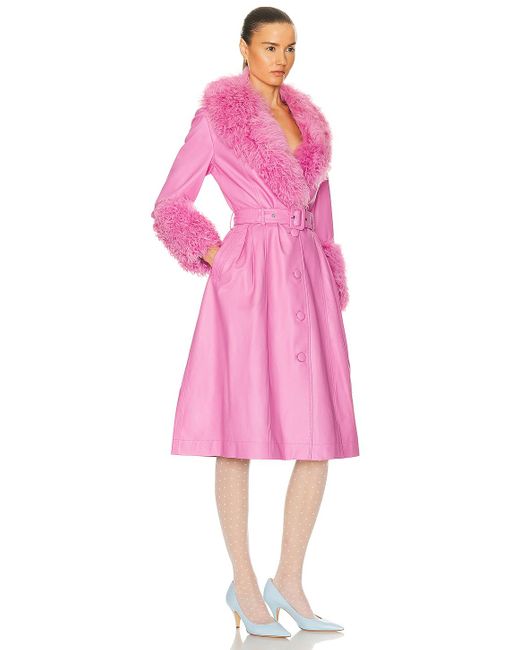 Saks Potts Pink Foxy Shearling Coat