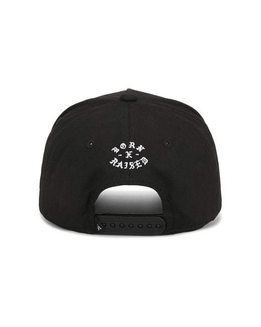Born X Raised Black Paranoia Crest Snapback for men