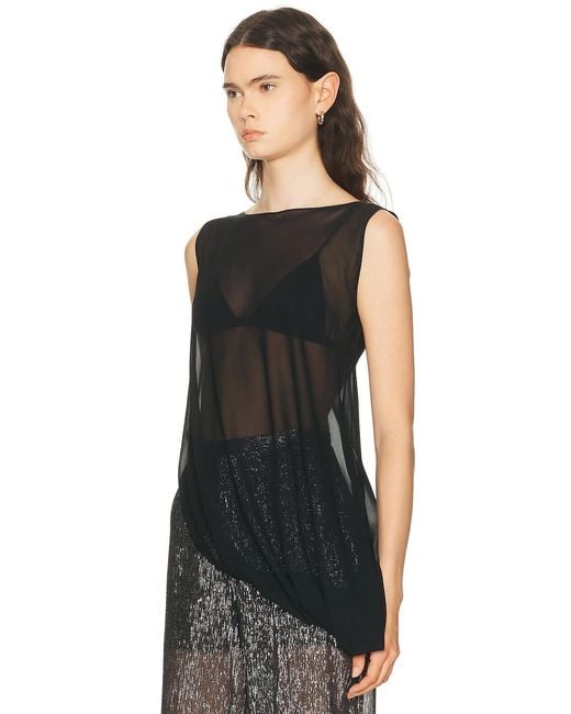 SEV Black Silk Side Drape Top