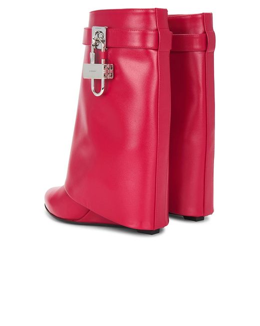 Givenchy Red Shark Lock Ankle Boot