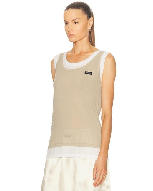 MIU MIU オフオワイトタンクトップ Miu Miu Layered Tank Top in White | Lyst