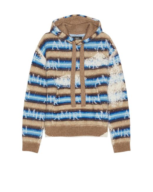 Amiri Blue staggered Striped Hoodie for men