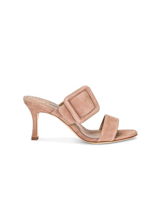 Manolo Blahnik Natural Suede Gable 70 Sandal