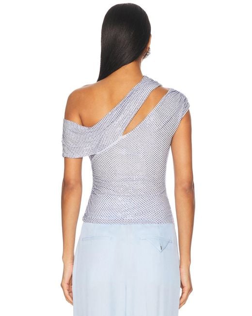 Self-Portrait Blue Rhinestone Top