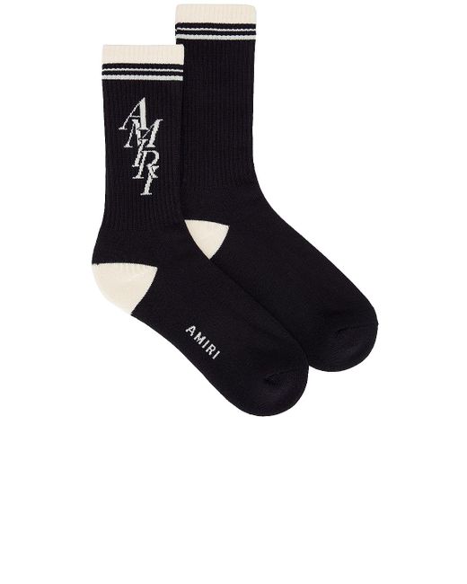 Amiri Black Ma Stripe Sock for men