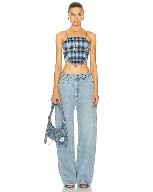 Amiri Plaid Corset Top in Blue Lyst