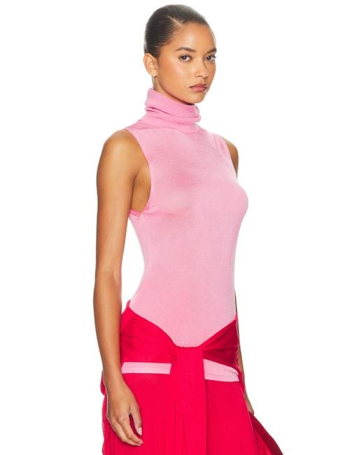 Helsa Red Arlena Sleveeveless Turtleneck