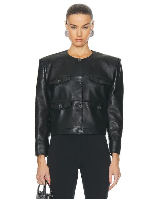 Magda Butrym Black Button Up Leather Jacket
