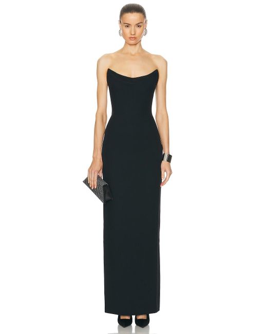 Versace Black Strapless Midi Slip Dress
