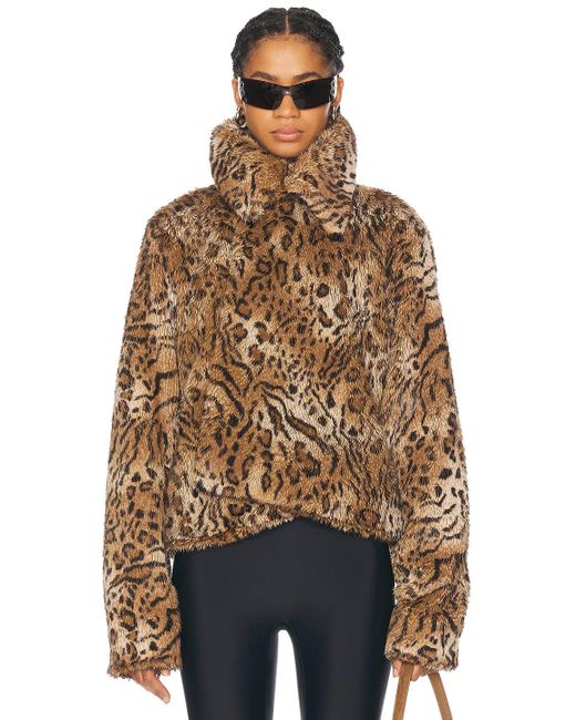 Balenciaga Brown Leopard Shrunk Faux Fur Jacket