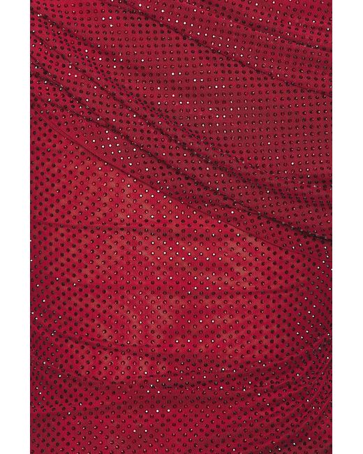 Self-Portrait Red Rhinestone Drape Top