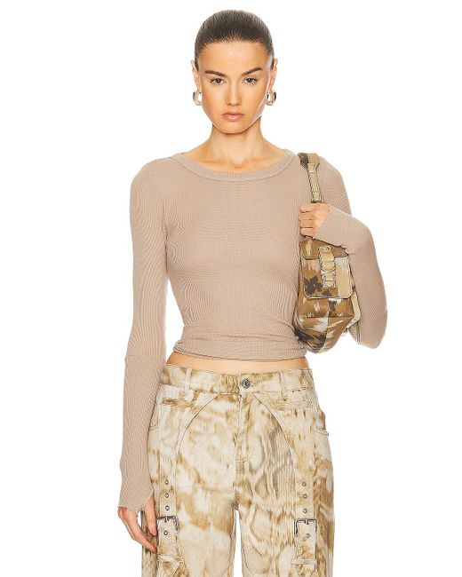 Enza Costa Natural Cuffed Long Sleeve Crew Top