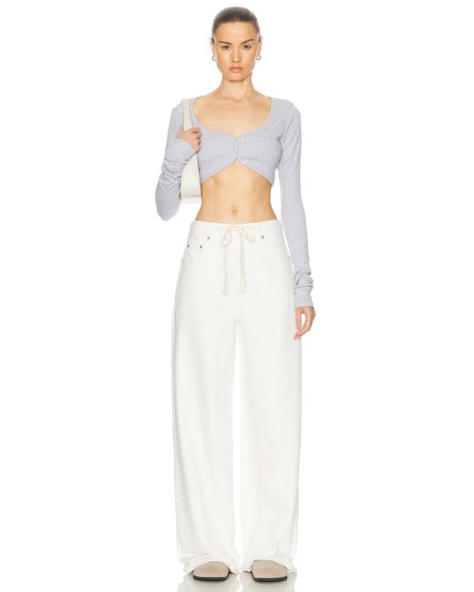 GRLFRND White Rib Button Through Crop Top