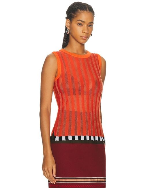 Christopher John Rogers Red Pleated Shell Top
