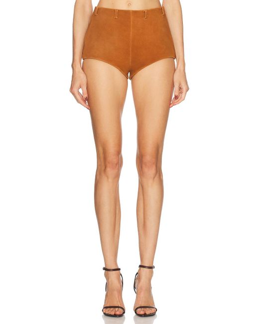 Self-Portrait Brown Suede Short