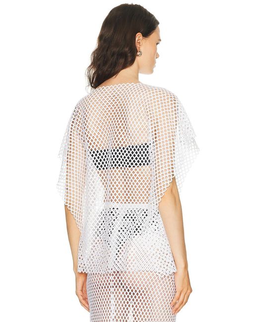 SEV White Sequin Mesh Top