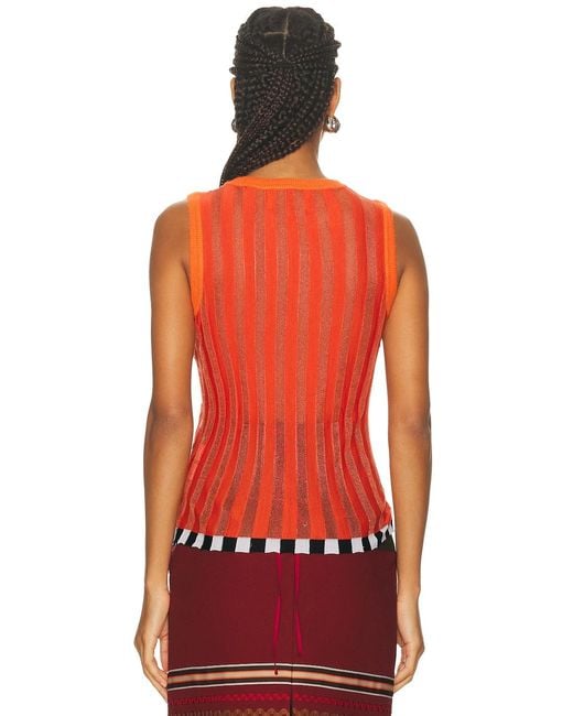 Christopher John Rogers Red Pleated Shell Top