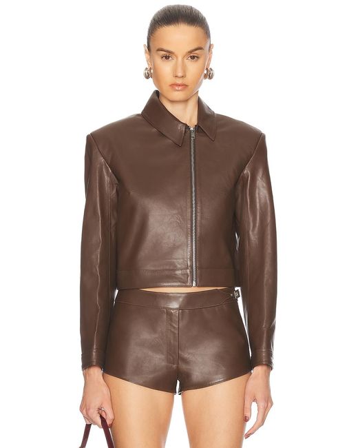 Mimchik Brown Off Center Moto Jacket