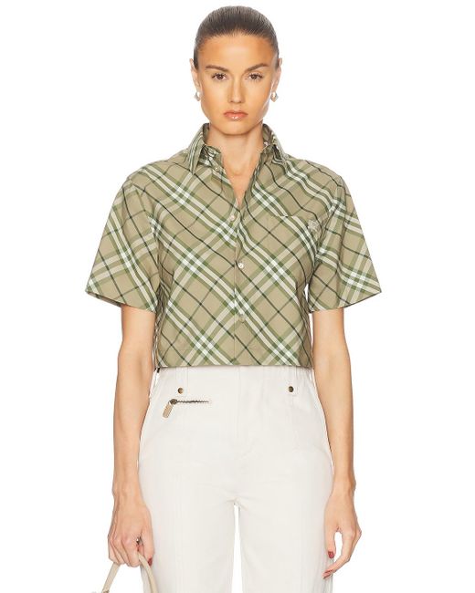 Burberry Green Button Up Top