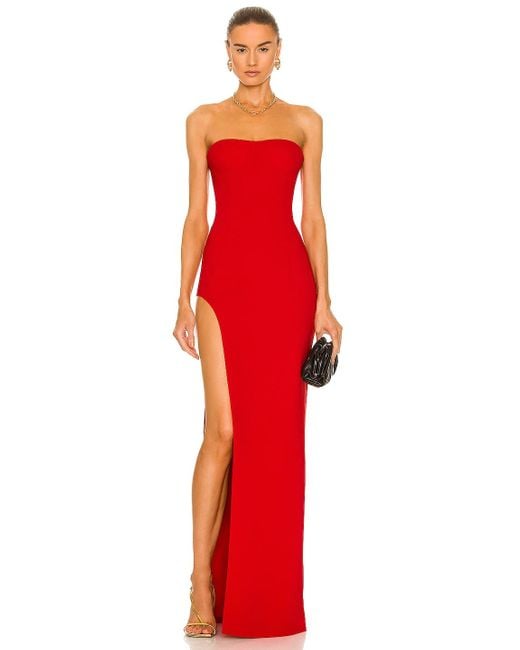 Monot Tube Slit Gown in Red | Lyst