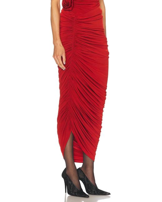 Magda Butrym Red Asymmetrical Midi Skirt