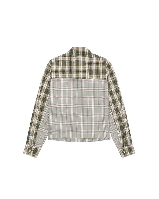 Reese Cooper Green Cropped Split Flannel Shirt for men