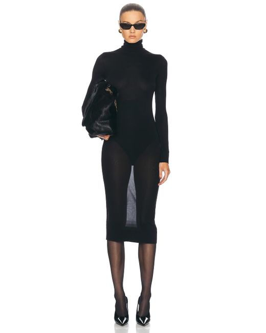 Saint Laurent Black Long Sleeve Midi Dress