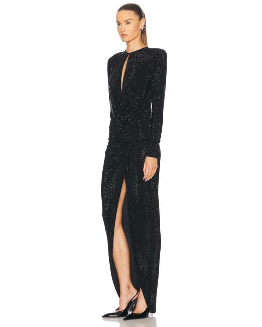 alexandre vauthier gathered glitter-velvet maxi dress black Macro Crystal in All