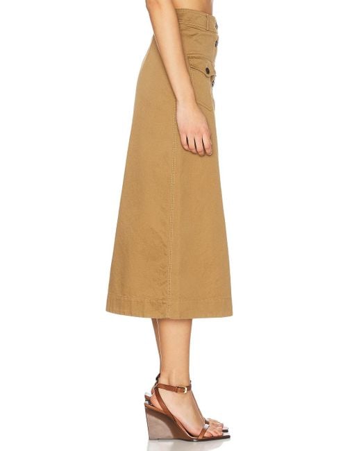 Saint Laurent Natural Button Down Midi Skirt