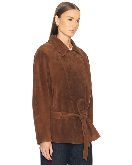AEXAE Brown Leather Suede Belted Jacket