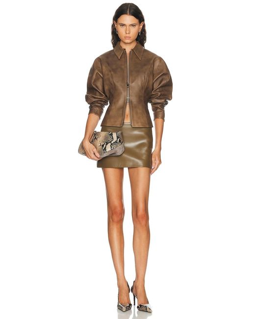 The Sei Brown Fitted Leather Jacket