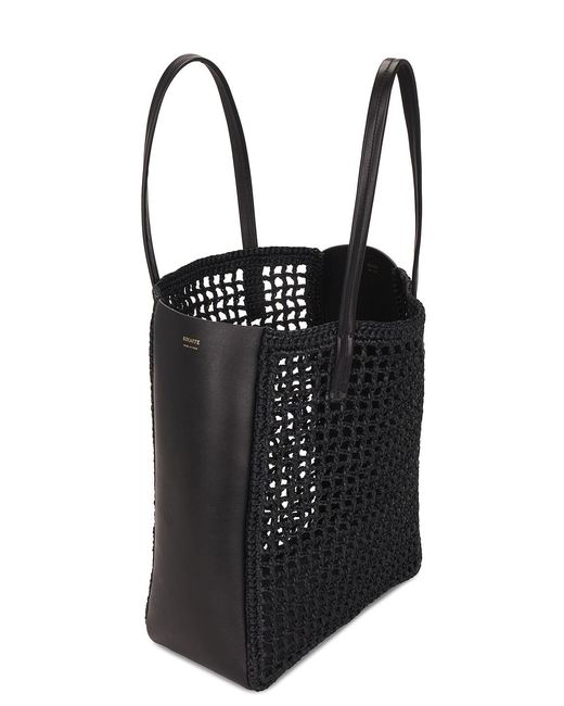 Khaite Black Zoe Patchwork Raffia Tote Bag