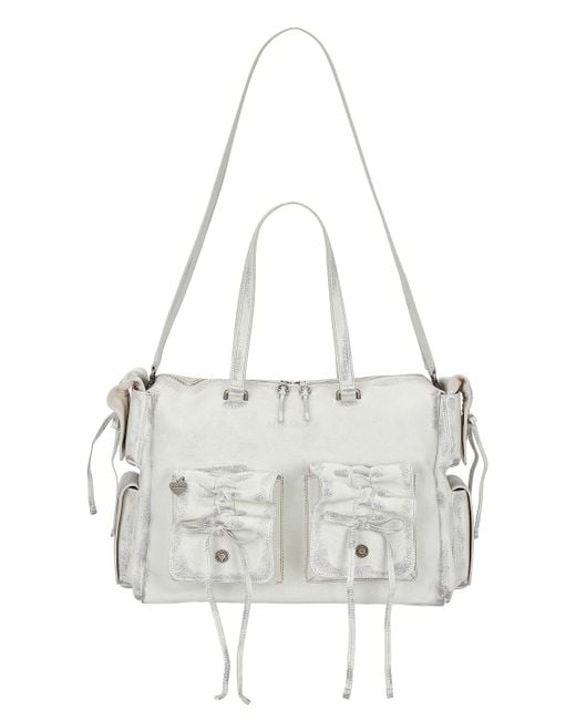Acne White Multipocket Tote Bag