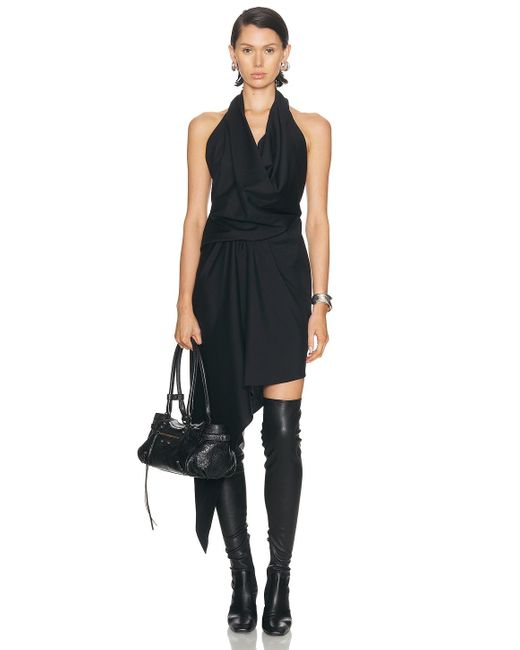 Alexander Wang Women's Black Draped Halter Neck Dress