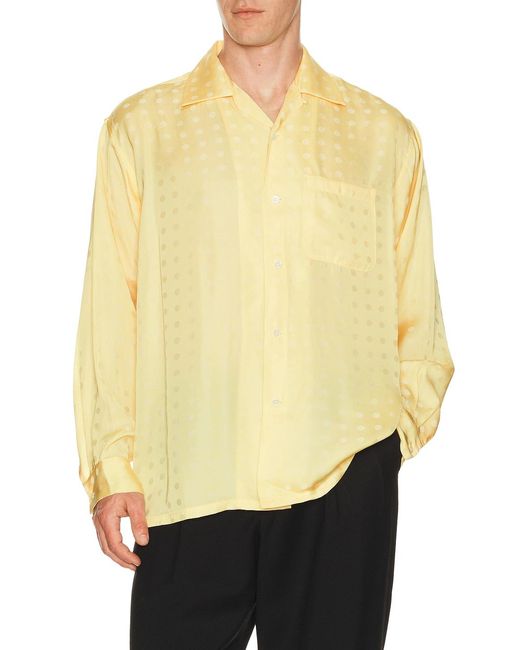 Beams Plus Yellow Open Collar Cupro Dot Pattern for men