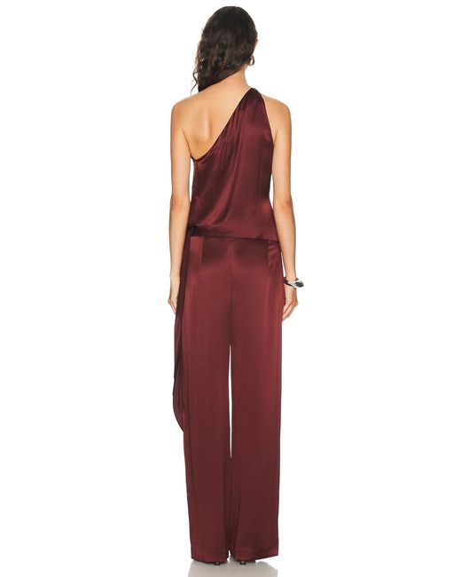 The Sei Red Asymmetric Tail Drape Top