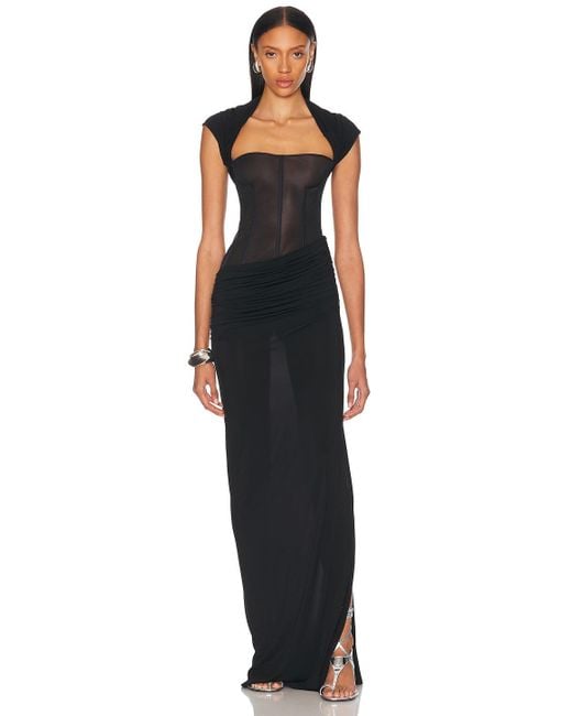 Christopher Esber Black Coiled Jersey Corseted Tee Gown