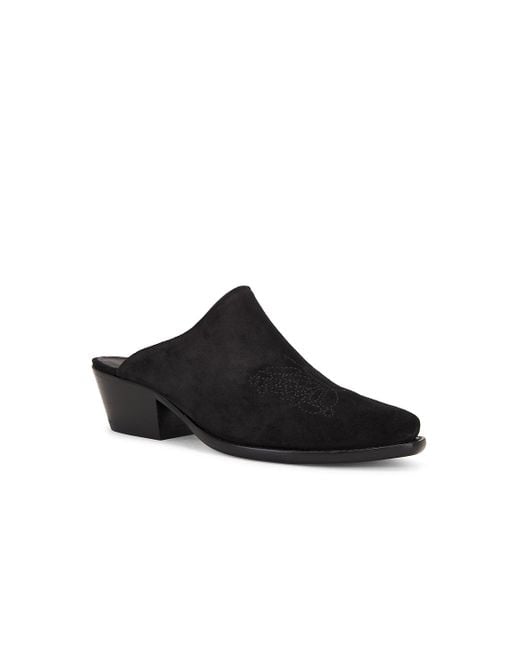 Needles Black Heeled Papillon Stitched Mule Suede for men