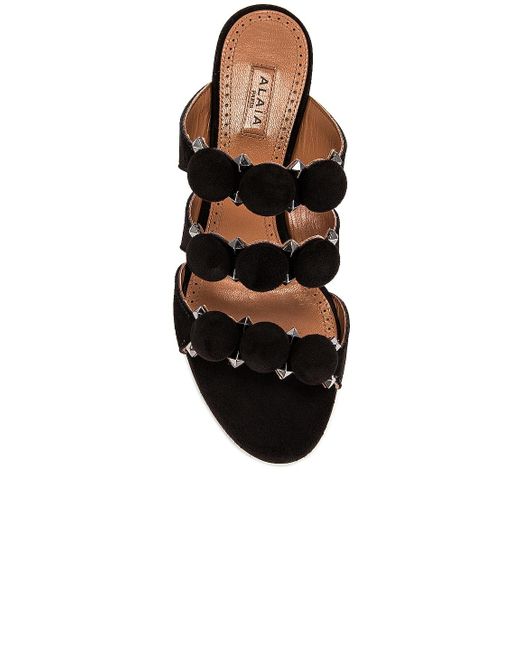 Alaïa Black Pom Pom Studded Mules