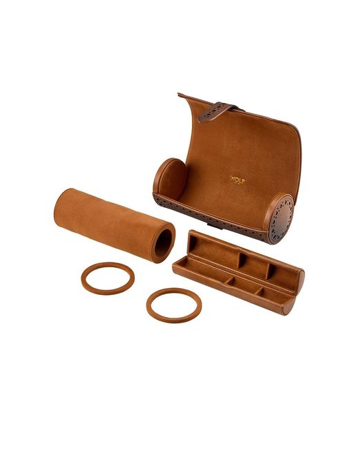 Wolf Brown Brogue Triple Watch Roll
