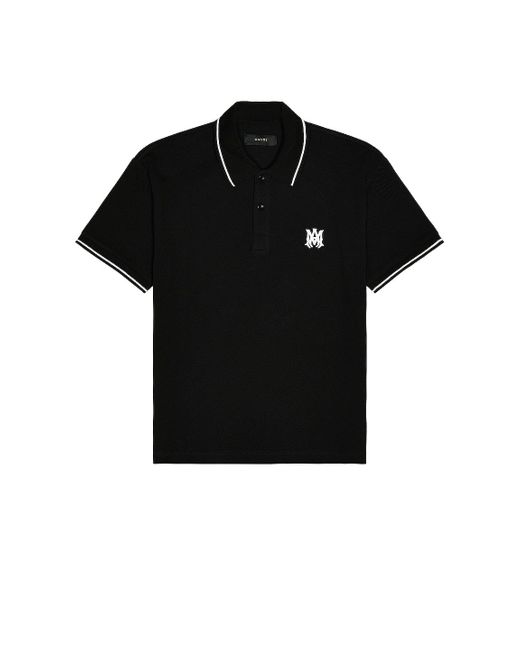 Amiri Cotton Solid Short Sleeve Polo in Black for Men | Lyst