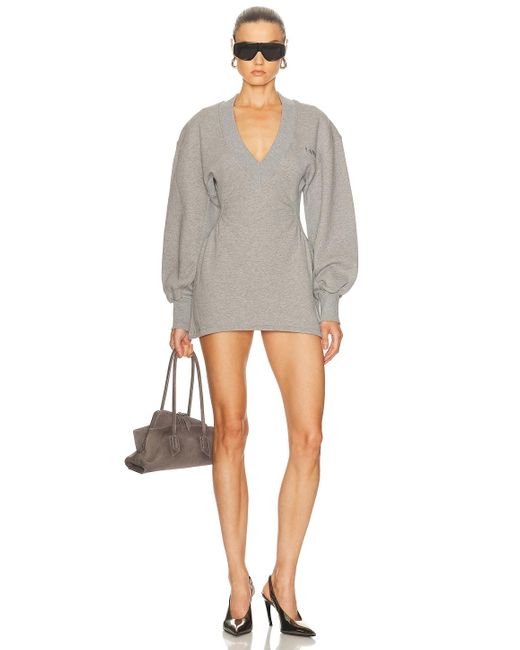 The Attico Gray Long Sleeve Fleece Mini Dress