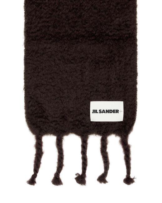 Jil Sander Black Logo Plain Scarf
