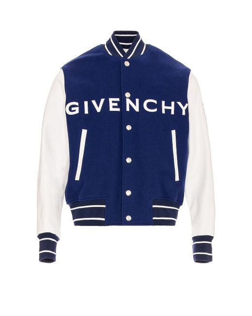 Givenchy Wool And Leather Big Varsity in Blue for Men | Lyst