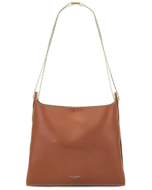Saint Laurent Flat Shoulder Bag On Chain in Brown | Lyst