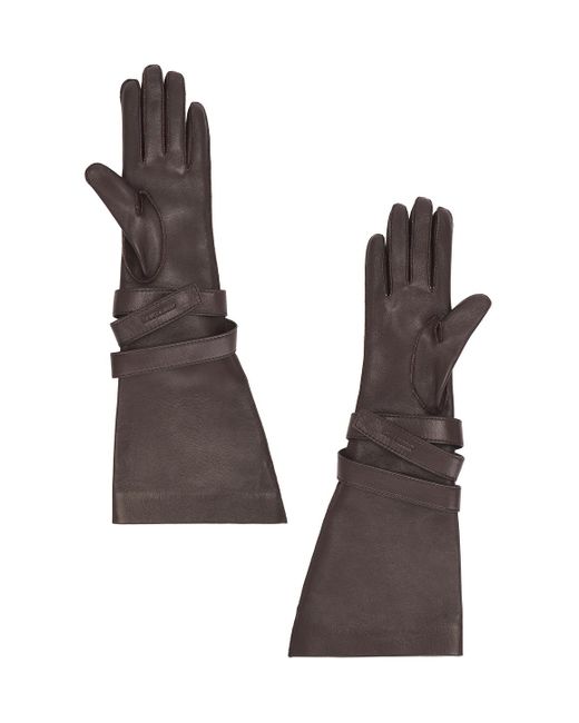 Saint Laurent Brown Aviator Gloves